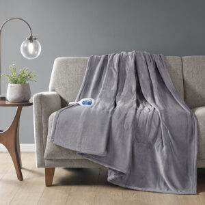 Heated Plush Throw in Grey From Beautyrest