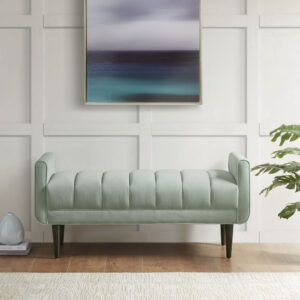 Linea Upholstered Modern Accent Bench in Seafoam From Madison Park