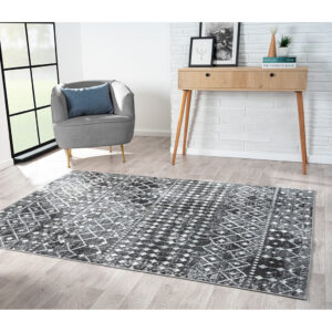 Hannah Moroccan Global Woven Area Rug in Charcoal From Madison Park