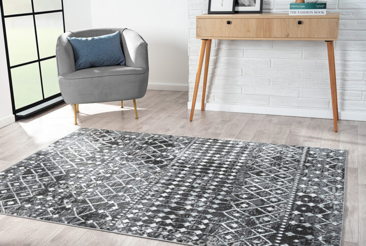 Hannah Moroccan Global Woven Area Rug in Charcoal From Madison Park