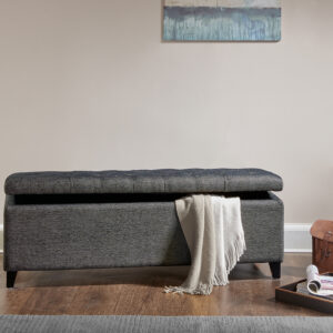 Shandra Tufted Top Soft Close Storage Bench in Charcoal From Madison Park