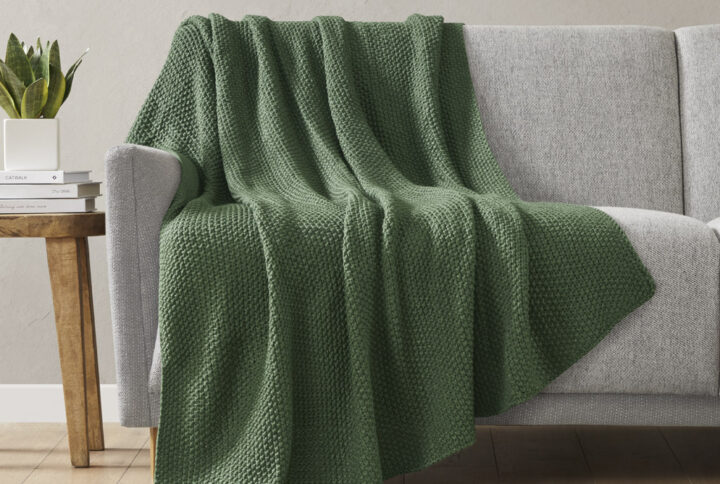 Bree Knit Throw in Green From INK+IVY