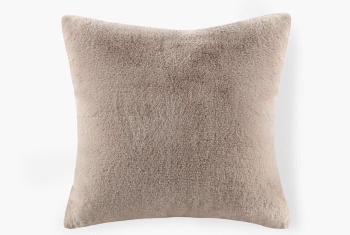 Sable Solid Faux Fur Square Decor Pillow in Golden From Croscill