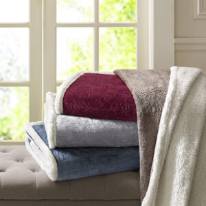 Elma Oversized Textured Plush Throw in Tan From Madison Park