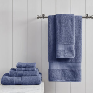 Organic 6 Piece Organic Cotton Towel Set in Navy From Madison Park