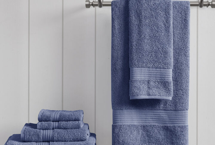 Organic 6 Piece Organic Cotton Towel Set in Navy From Madison Park