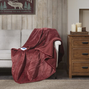 Heated Plush to Berber Throw in Red From Woolrich