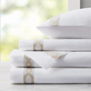 Signature Hem 300TC Cotton Sheet Set in Taupe From Croscill