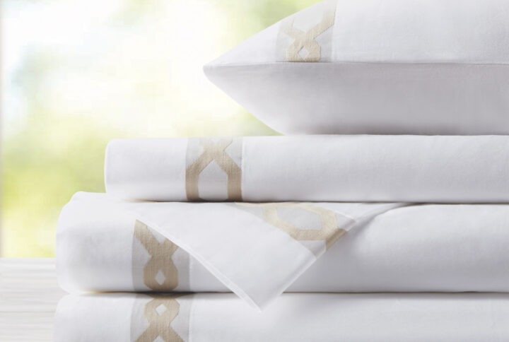 Signature Hem 300TC Cotton Sheet Set in Taupe From Croscill