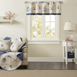 Bayside Printed Valance in Navy From Madison Park