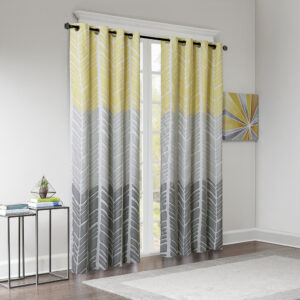 Adel Printed Total Blackout Curtain Panel in Yellow From Intelligent Design