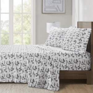 200 Thread Count Printed Cotton Sheet Set in Black Island From Madison Park Essentials