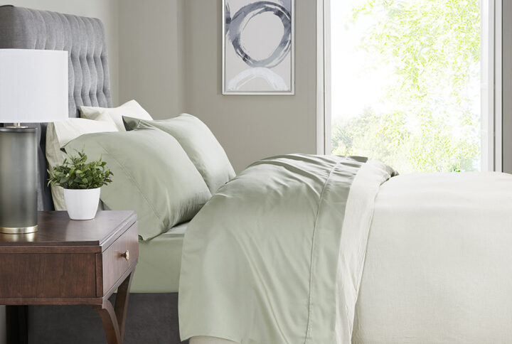 525 Thread Count Cotton Blend Sheet Set in Sage From Madison Park