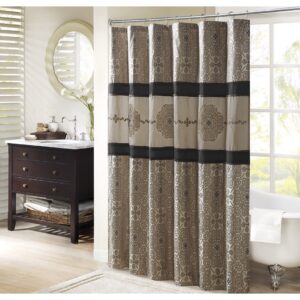 Donovan Embroidered Shower Curtain in Black From Madison Park