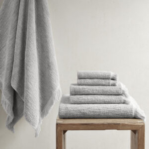 Nova Cotton Dobby Slub 6 Piece Towel Set in Grey From INK+IVY