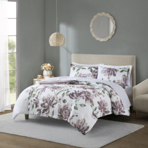 Alice Floral Comforter Set with Bed Sheets in Mauve From Madison Park Essentials