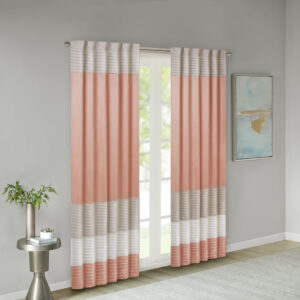 Amherst Polyoni Pintuck Curtain Panel in Coral From Madison Park