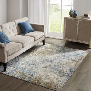 Newport Abstract Area Rug in Cream/Blue From Madison Park