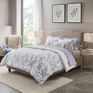 Sofia Reversible 8 Piece Comforter Set with Bed Sheets in Blue From Madison Park Essentials