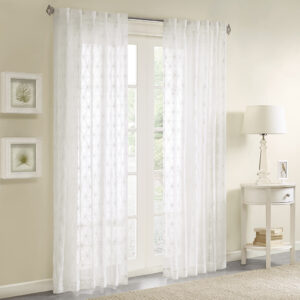 Gemma Sheer Embroidered Window Curtain in White From Madison Park