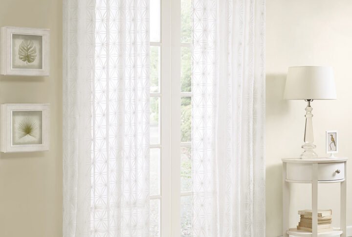 Gemma Sheer Embroidered Window Curtain in White From Madison Park