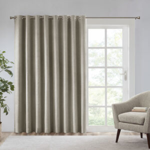 Maya Printed Heathered Blackout Window Patio Panel in Taupe From SunSmart