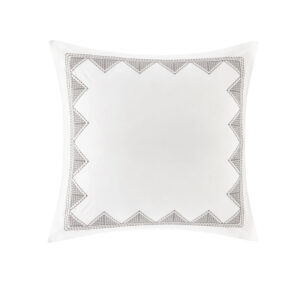 Isla Cotton Embroidered Euro Sham in White From INK+IVY