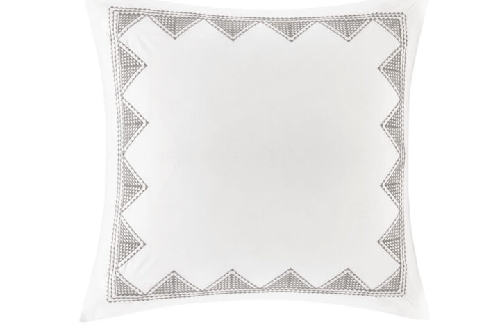 Isla Cotton Embroidered Euro Sham in White From INK+IVY