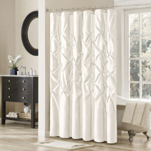 Laurel Tufted Semi-Sheer Shower Curtain in White From Madison Park