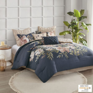 Camillia 8 Piece Cotton Comforter Set in Navy From Madison Park