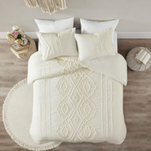 Margot 3 Piece Cotton Duvet Cover Set in Off-White From Madison Park