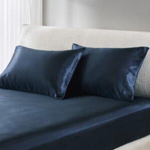 Satin Luxury 2 PC Pillowcases in Midnight Blue From Madison Park Essentials