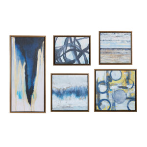 Blue Bliss Abstract 5-piece Gallery Framed Canvas Wall Art Set in Natural From Madison Park