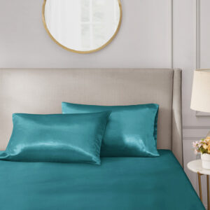 Satin Luxury 2 PC Pillowcases in Teal From Madison Park Essentials