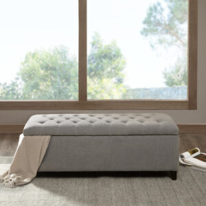 Shandra Tufted Top Soft Close Storage Bench in Grey From Madison Park