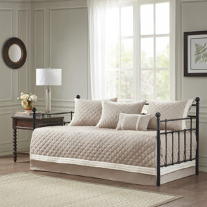 Breanna 6 Piece Cotton Daybed Cover Set in Khaki From Madison Park