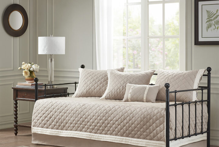 Breanna 6 Piece Cotton Daybed Cover Set in Khaki From Madison Park