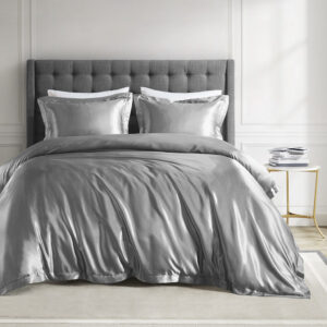 Satin Luxury Comforter Set in Grey From Madison Park Essentials