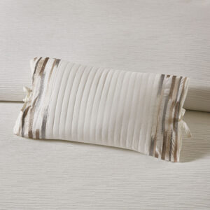 Hanae Embroidered Cotton Oblong Decorative Pillow in White From N Natori