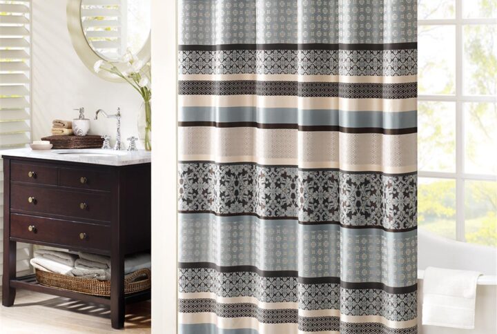 Princeton Jacquard Shower Curtain in Blue From Madison Park