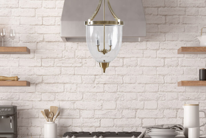 Camden 4-Light Glass Bowl Shaped Chandelier in Antique Brass From Martha Stewart