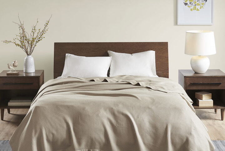 Egyptian Cotton Blanket in Khaki From Madison Park