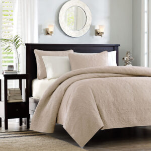 Quebec Reversible Quilt Set in Khaki From Madison Park