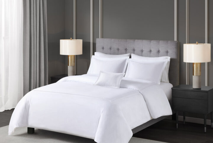 500 Thread Count Luxury Collection 100% Cotton Sateen Embroidered Duvet Cover Set in White/White From Madison Park Signature