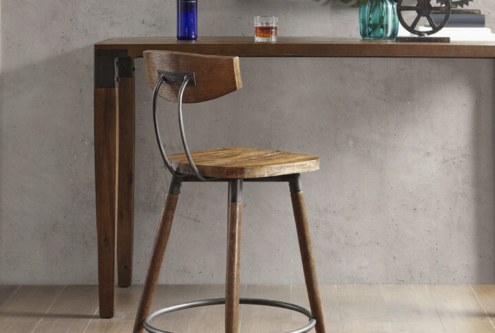 Frazier Counter Stool 24" With Back in Brown From INK+IVY