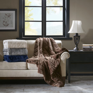 Parker Oversized Plush Down Alternative Filled Throw in Ivory From Madison Park