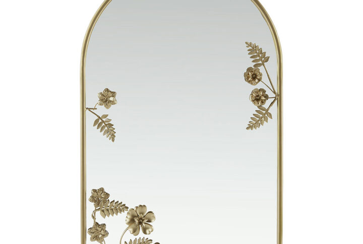 Adaline Arched Metal Floral Wall Mirror in Gold From Madison Park