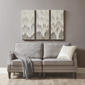 Sterling Mist 100% Hand Brush Embellished Canvas 3 Piece Set in Grey From Madison Park