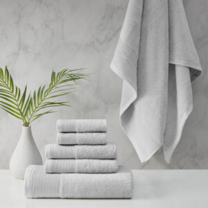 Nuage Cotton Tencel Blend Antimicrobial 6 Piece Towel Set in Grey From Beautyrest