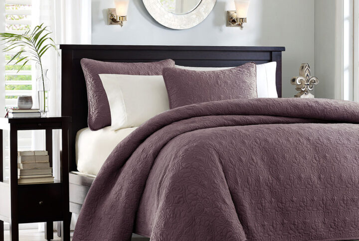 Quebec Reversible Quilt Set in Purple From Madison Park